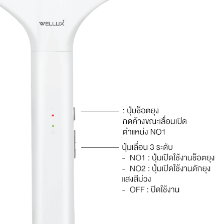 ไม้ตียุง WELLUX รุ่น MS977 พร้อมไฟล่อยุงแสงสีม่วง_2